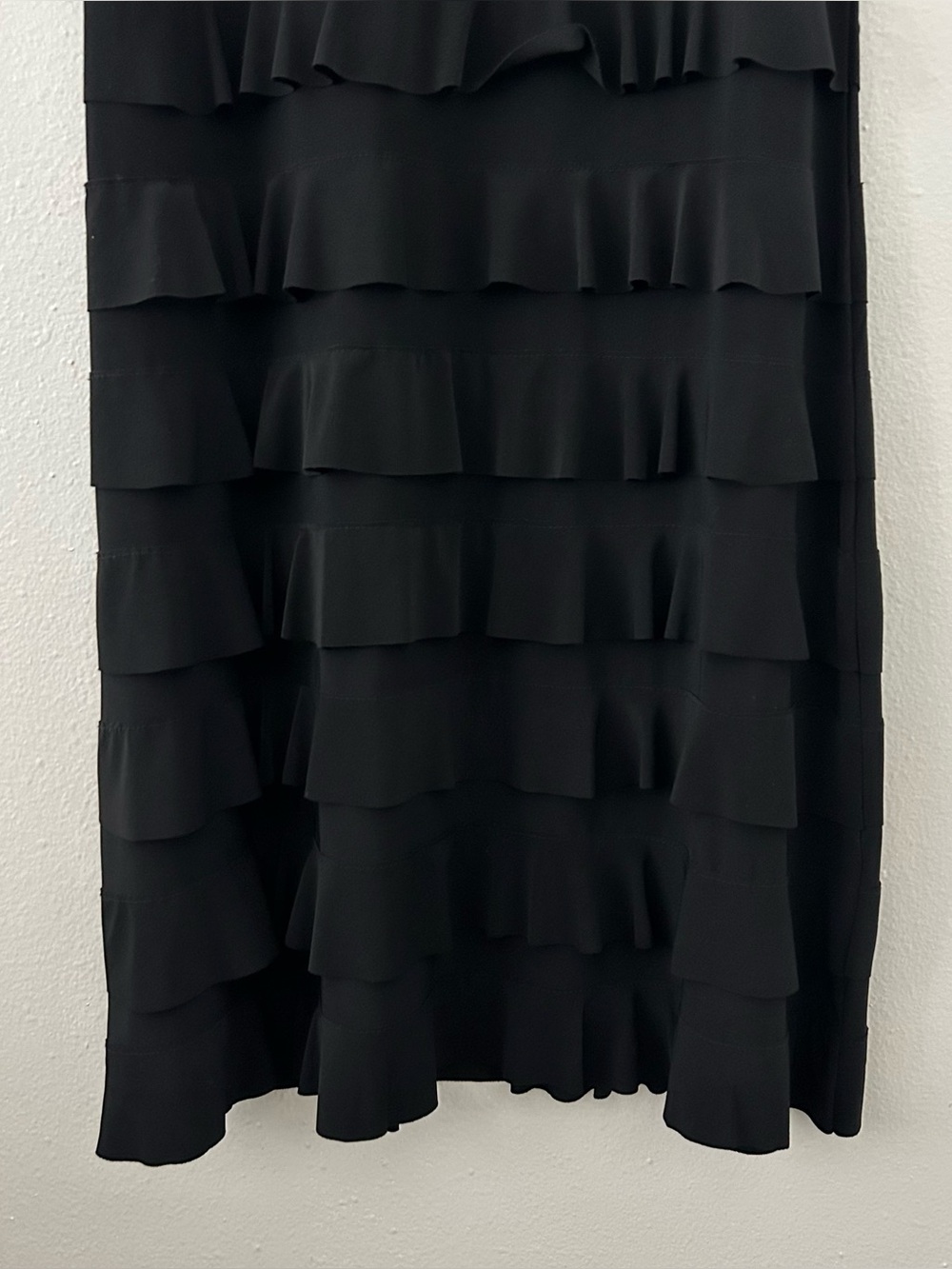 Tango Mango Swarovski Crystal Rhinestone Ruffle Dress Knee Length Black Size M - Picture 3 of 10